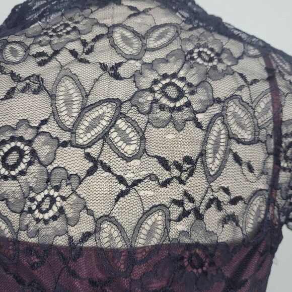 Vintage 1950s? Chantilly Lace Maxi Dress Evening Gown Navy Blue Delicate Feminin - Picture 8 of 10